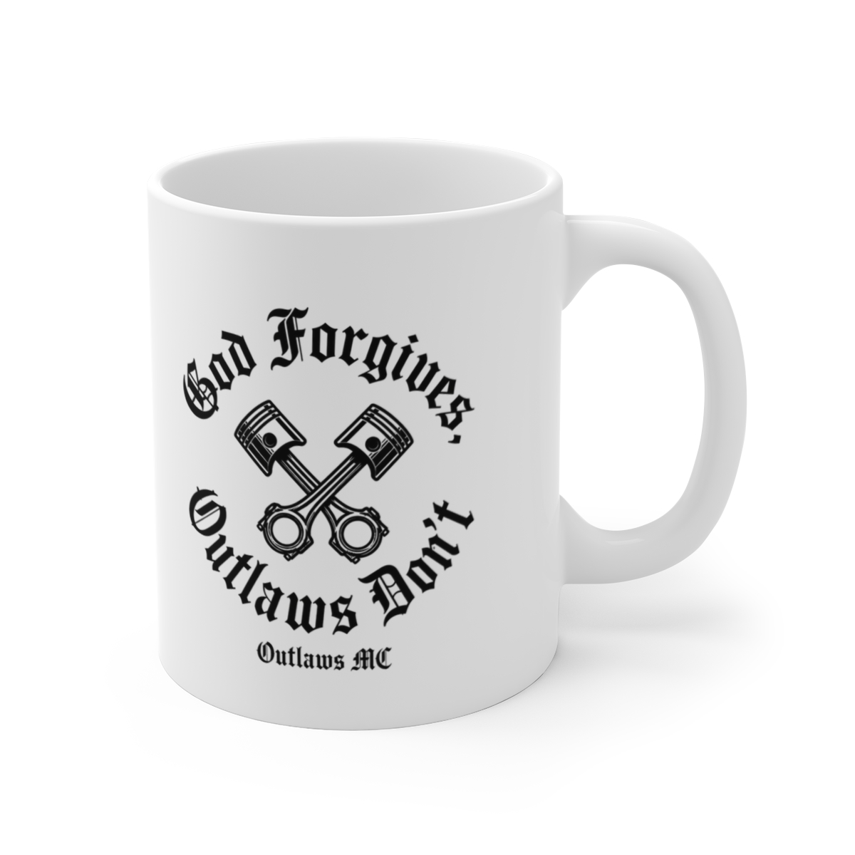Outlaws MC "God Forgives, Outlaws Don" White Mug - Official Mugs & Drinkware merchandise