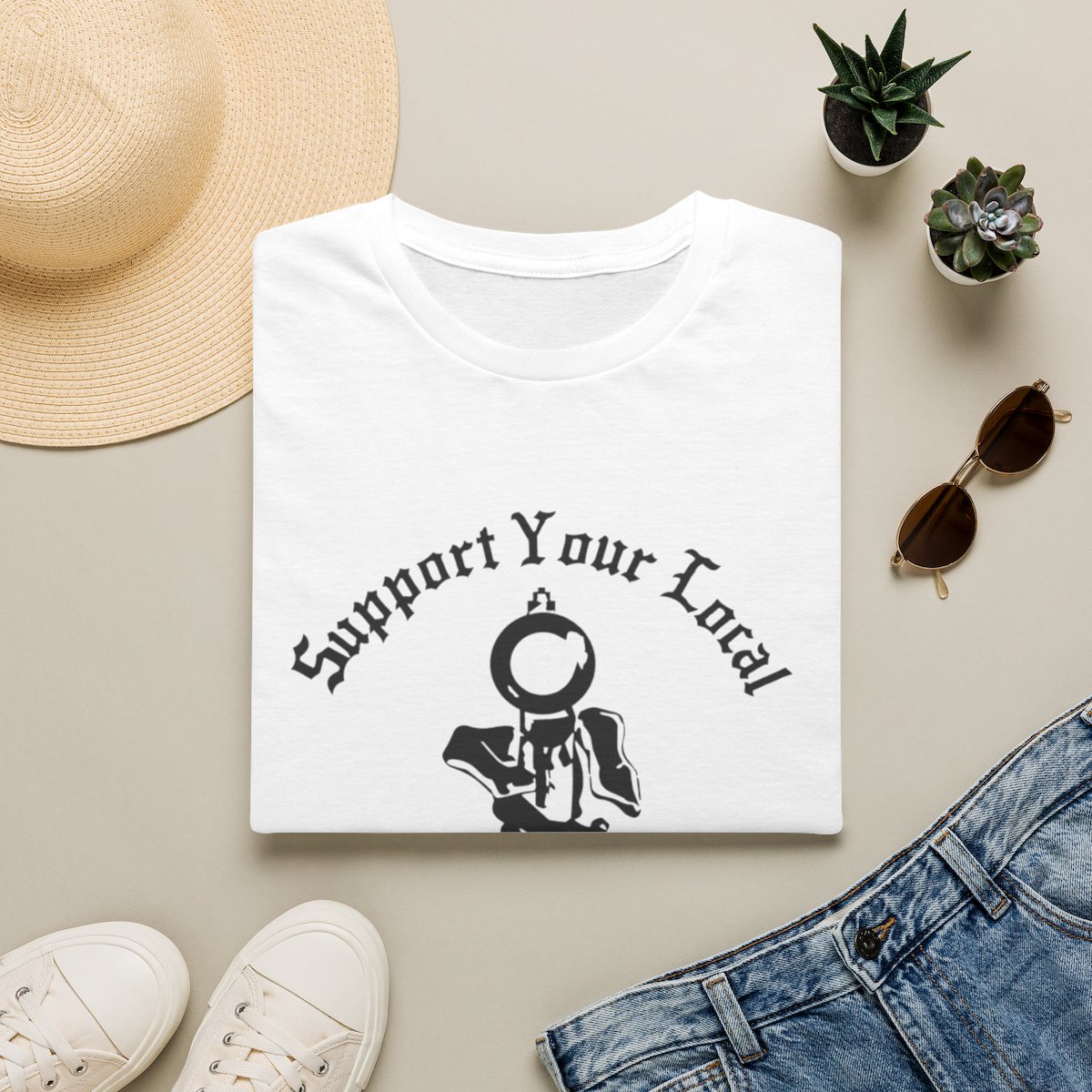 Support Your Local Outlaws T-Shirt | Motorcycle Skull Design | Outlaws MC